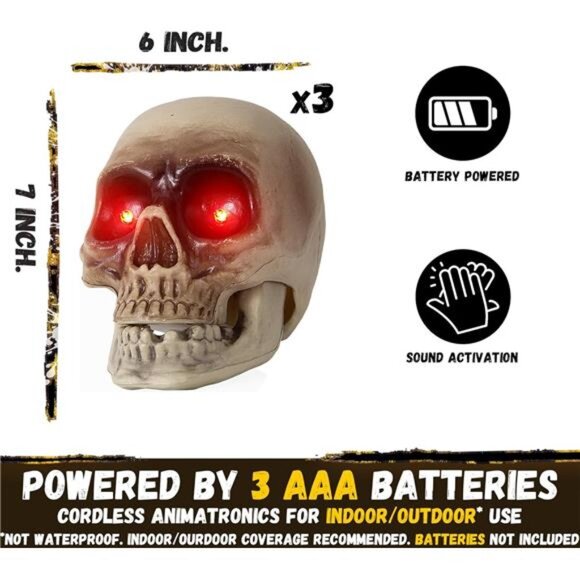 Halloween Animatronics Skull Stakes Pathway Markers, Hanging Animated - Picture 2 of 7